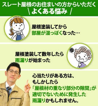 スレート屋根のお住まいの方からいただくよくある悩み
