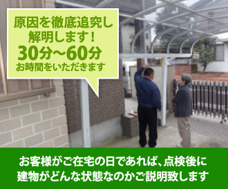無料点検は30分~60分のお時間をいただいております