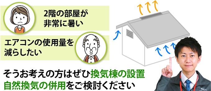 換気棟の設置・自然換気の併用をご検討ください